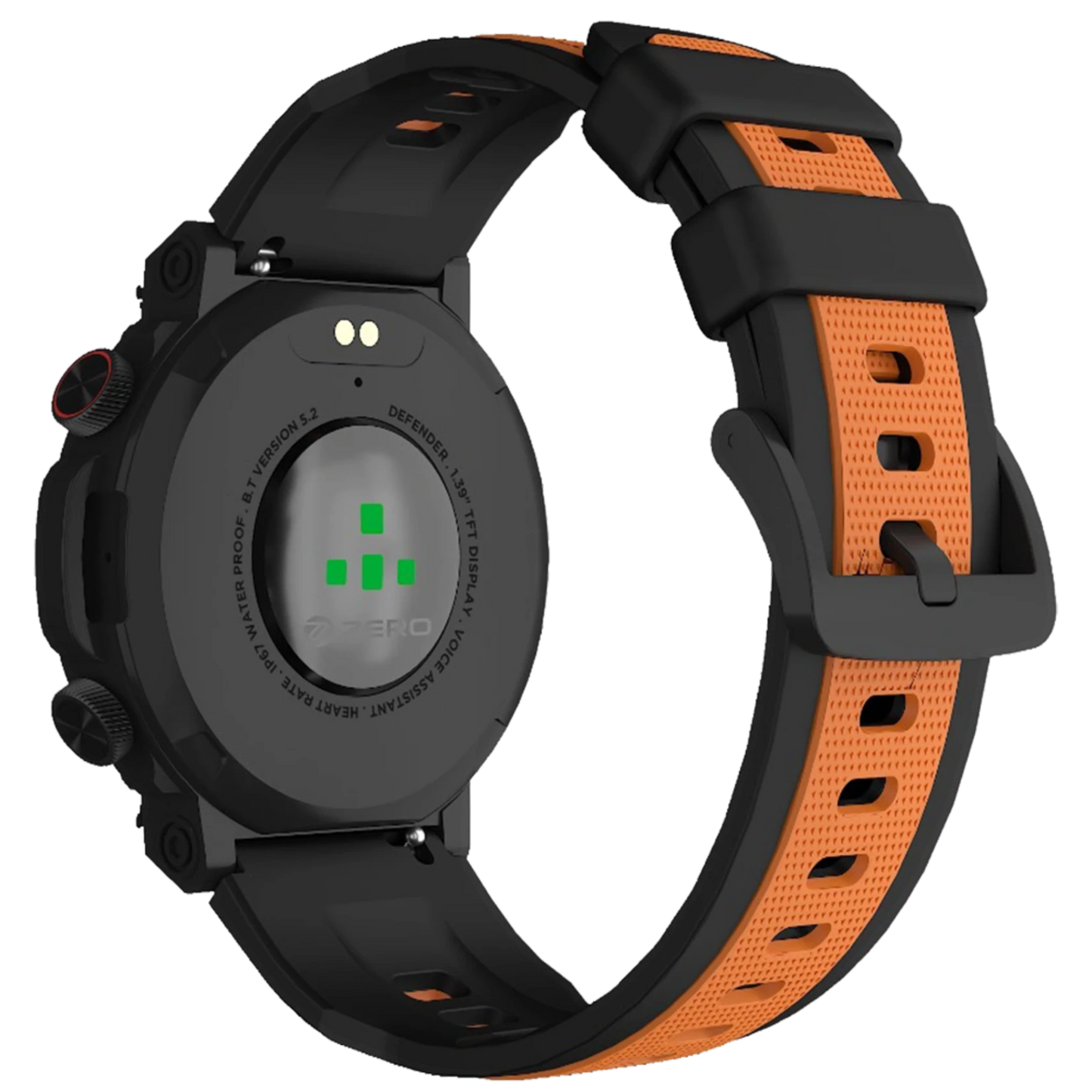 Zero Defender Orange Strap Smart Watch - Back