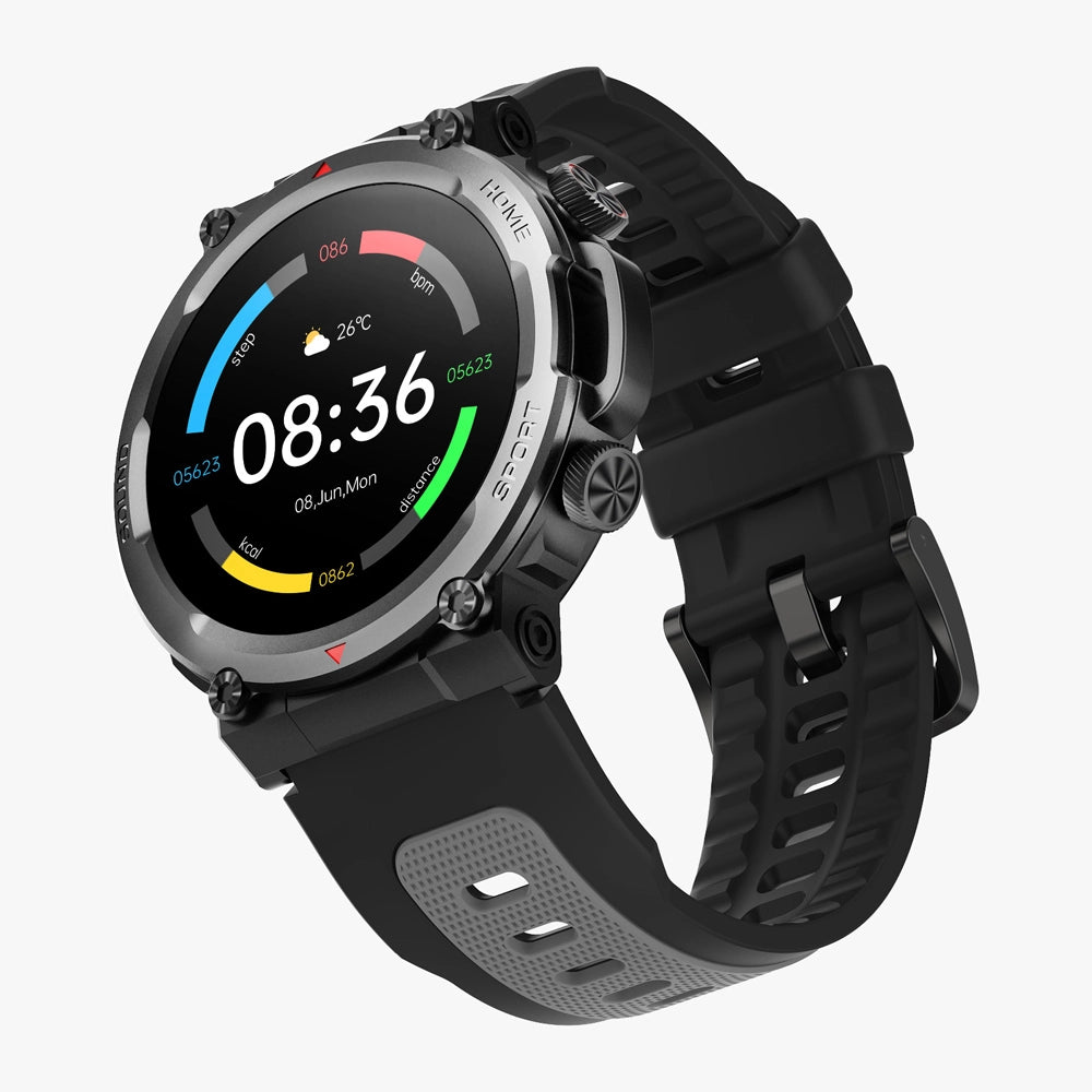 Zero Defender Smart Watch Grey Bezel Black Strap